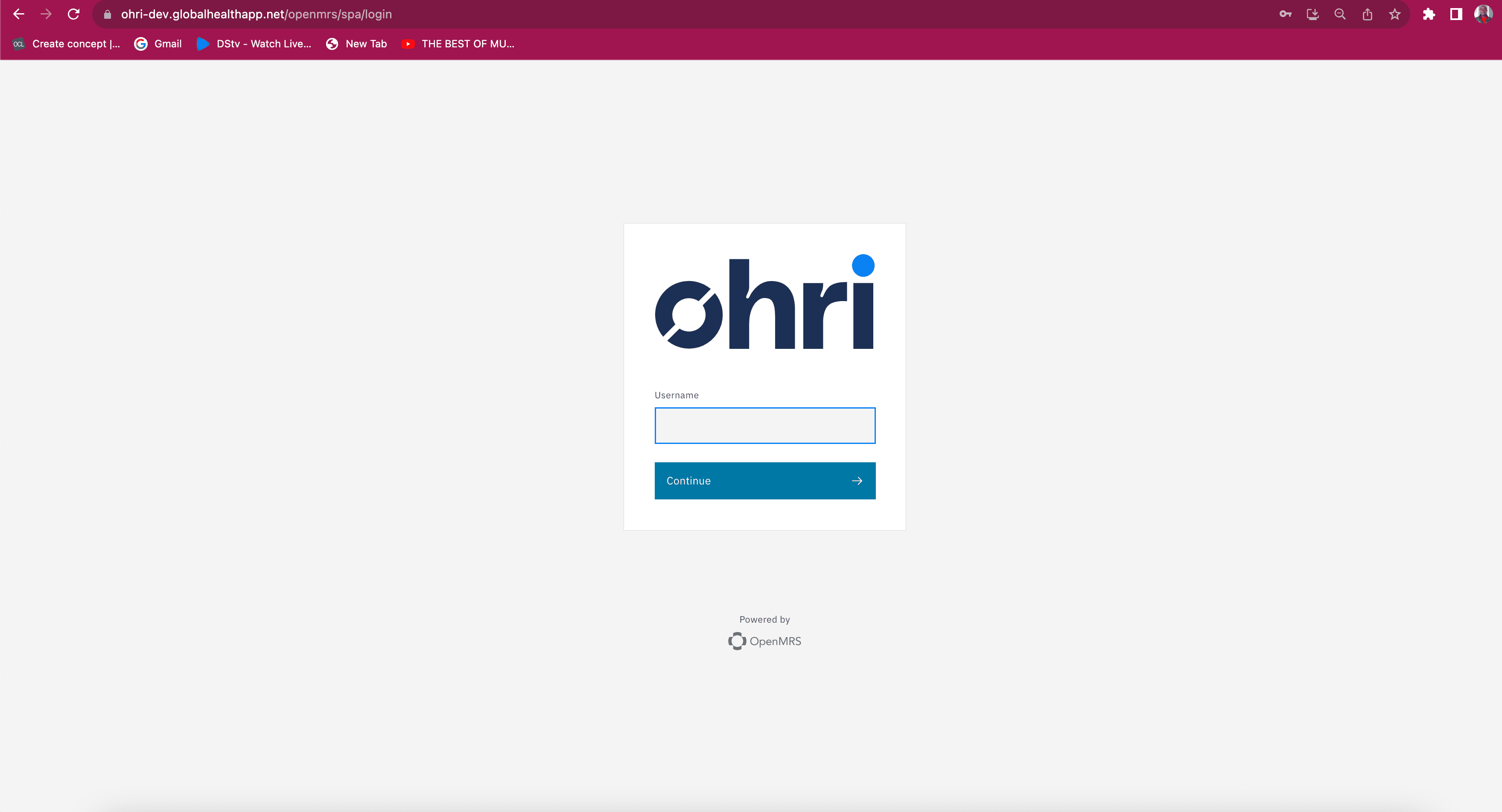 Login page